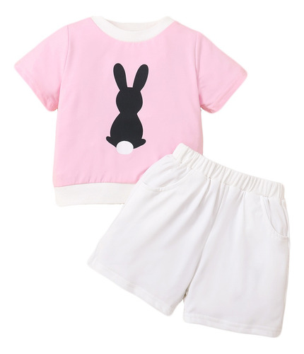 Conjunto Lindo Y Fresco De Verano Rosa Para Bebé 3m-2a