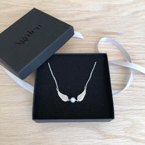 Imagen 7 de 9 de Collar Alas Y Perla Plata .925 Mujer Agálea Joyería