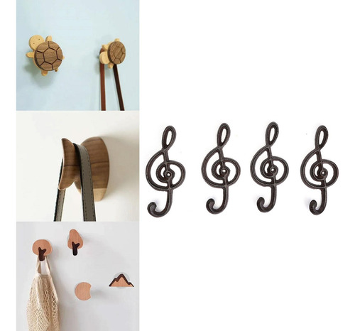 4 Piezas De Gancho De Hierro Musical Nota De Forma De Forma