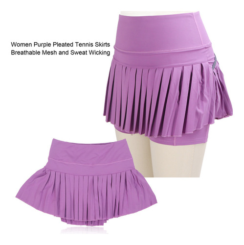 Falda Deportiva Plisada De Tenis Con Bolsillos En S, Faldas