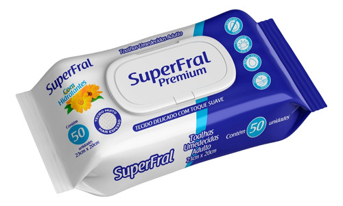 Toalha Umedecida Adulto Superfral Kit Com 12 Pacotes- 600uni