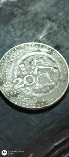 Moneda Antigua De 1980 $20 Cultura Malla 