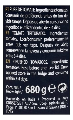 5 Pzas Tomate Cirio Passata Rústica Triturado 680 G