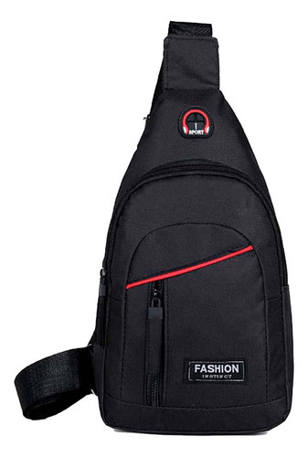 Bolsa Mochila Lado Viagem Escolar Transversal Ombro Unissex Cor Preto