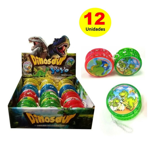 Caja De 12 Yoyos Dinosaurios Con Luz Led