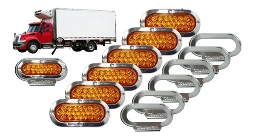 Stop Led Grande Ovalado Lateral 24 Led Base Juego 6 Unid