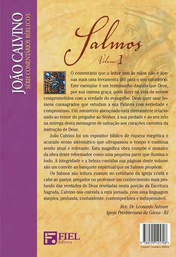 Comentário de Salmos - Vol 1 - João Calvino, de Calvino, João. Série Comentários Bíblicos Editorial Editora Fiel, capa mole em português, 2020