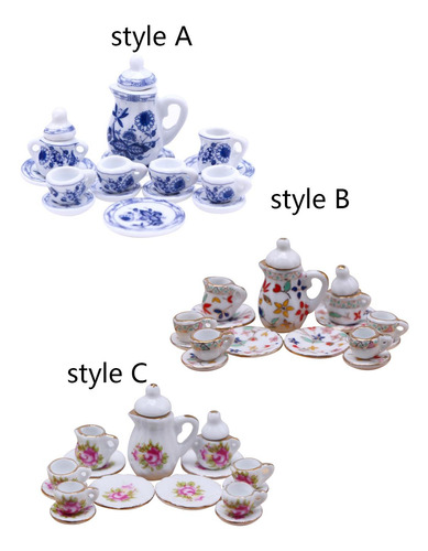 15x Casa De Muñecas Juego De Té En Miniatura Estilo A