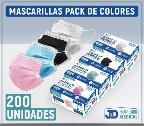 Mascarillas Des 50 Un 4 Cajas (200un) Jd Homemedical Colors