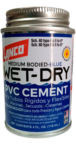 Pegamento Pvc Wet Dry Lanco 