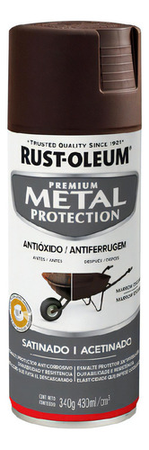 Pintura Aerosol Rust Oleum Antióxido Metal Protection Color Marrón Oscuro Satinado