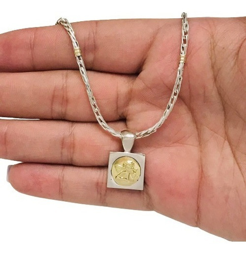 Conjunto Cadena + Dije Virgen/arbol De La Vida Plata Y Oro