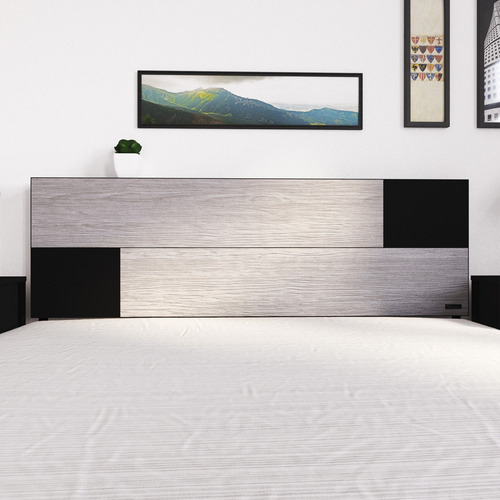 Cabecera Cama Queen 151x86.50x 10 cm Playcon Color Grafito Touch Negro Liso
