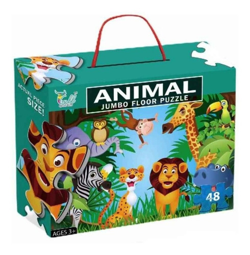 Imagen 1 de 4 de Rompecabezas 48 Pzas Grandes Animales De La Selva Puzzle Edu