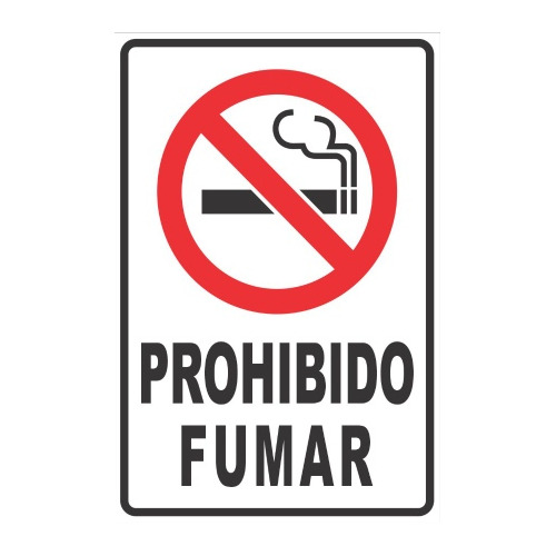 Cartel Prohibido Fumar Pvc3 Mm Textos Vinilo. 30 X 20 Cm 