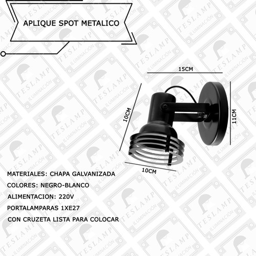 Imagen 2 de 7 de Lampara Aplique De Pared Y Techo Bajo Consumo Spot Apto Led