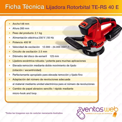 Lijadora Excéntrica 5'' 400 Watts TE-RS 40 Einhell