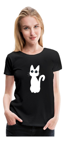 Polera Diseño  Gato Gatito De La Suerte Mujer Niña