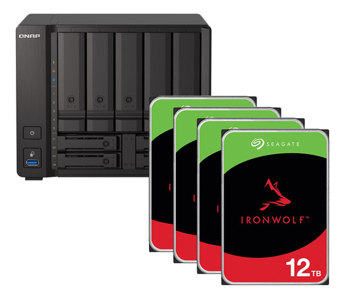 Combo Qnap Nas 9 Bahías 8gb + 4 Hdd Seagate Ironwolf 12tb