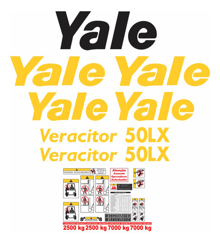 Kit Adesivo Empilhadeira Yale 50lx Completo + Etiquetas Mk