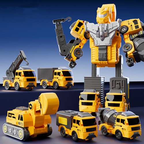 Robot Transformable Muñeco Figura Accion Camion Juguete Niño Color Amarillo Personaje Camion Construccion
