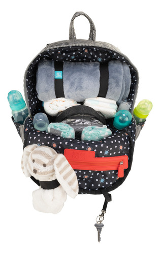 Pañalera Backpack Cloe Volini Grande Color Plateado