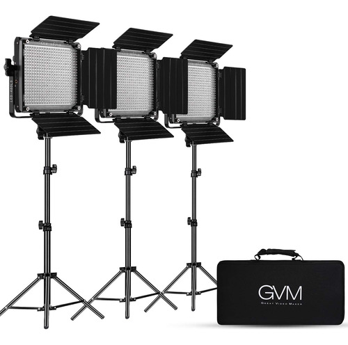 Gvm Paquete De 3 Kits De Iluminacion De Video Led, Bicolor V