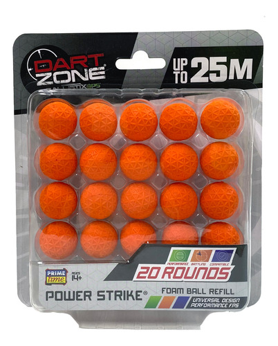 Dart Zone 61091 Bolas 2cm Balines Espuma X20u Repuesto Niños