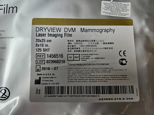 Película Radiográfica Laser Dryview Carestream Mamo Vencida