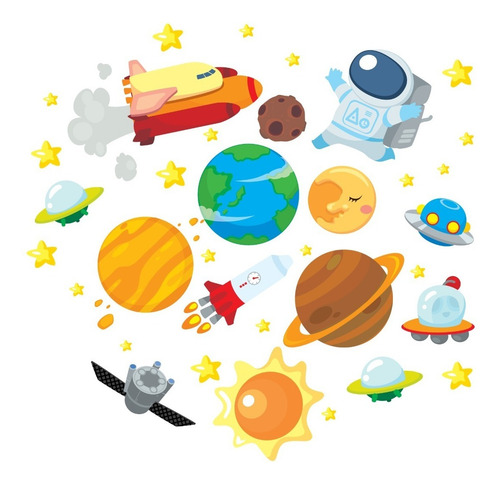 Imagem 1 de 5 de Adesivo De Parede Infantil Espaço Quarto Menino Planeta