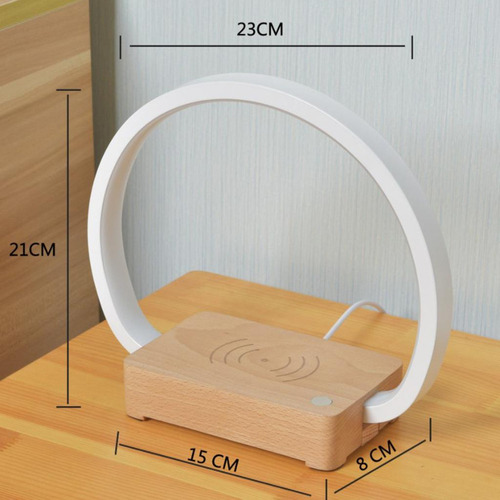 Círculo Led Lámpara De Mesa Base De Madera 3 En 1 Altavoz