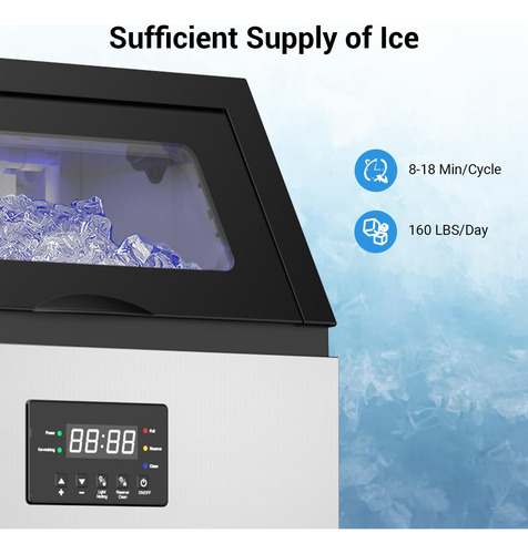Máquina De Hacer Hielo 165 Libras En 24 Horas Debajo Del Mos Color