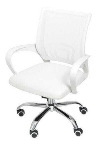 Imagem 1 de 3 de Cadeira Home Office Fit 1001 Cromada/branca/reg Altura