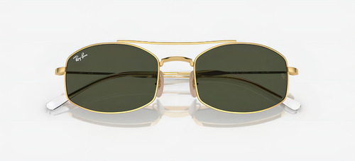 Anteojos de sol Ray-Ban RB3719 diseño Dijes Ovalados armazón oro pulido y lente verde