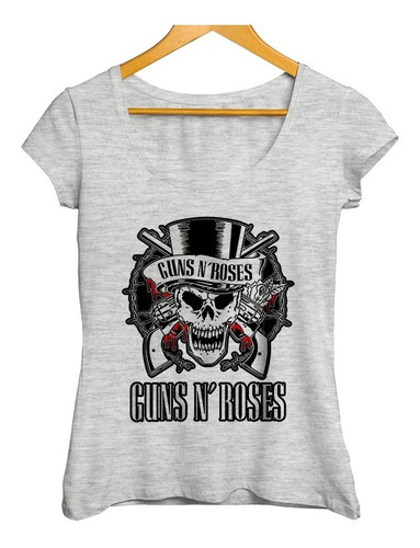 Remera Guns N Roses Diseños Dama Gris Melange