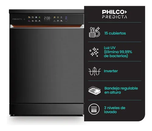Comprar Lavavajillas Philco Predicta 15 Cubiertos Inverter Dark Inox Gris Oscuro en Argentina