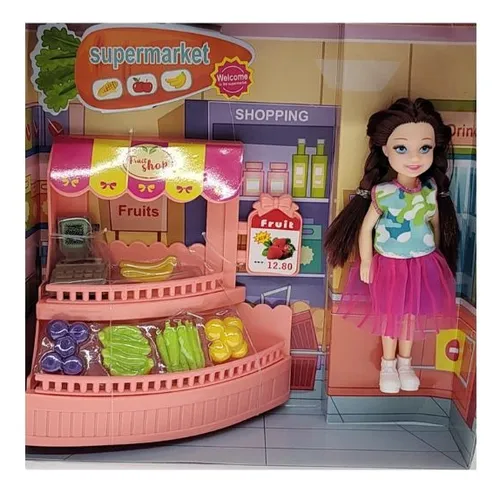 Muñeca Vendedora Supermercado Frutas Y Verduras