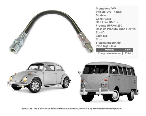 Flexivel Freio Vw Fusca/kombi 73/.. Ld/le Dianteiro T.