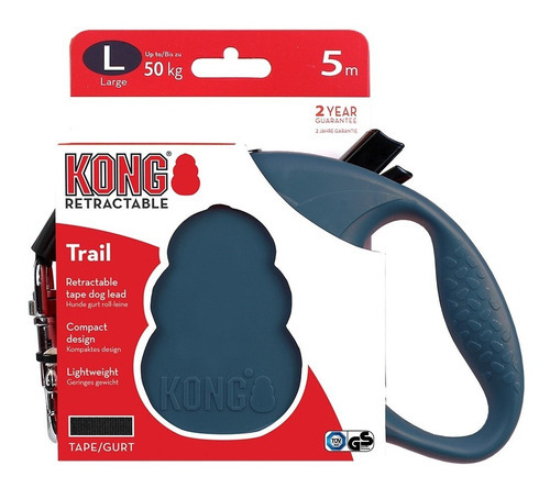 Guía retráctil para perros Kong Trail, tamaño grande, 50 kg, 5 metros, color azul