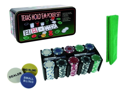 Imagen 1 de 3 de Set De Poker 200 Fichas + Cartas + Paño