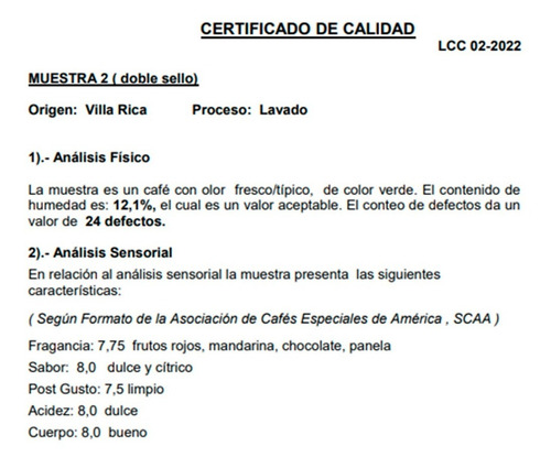 Café De Especialidad 84 Ptos X 250grs