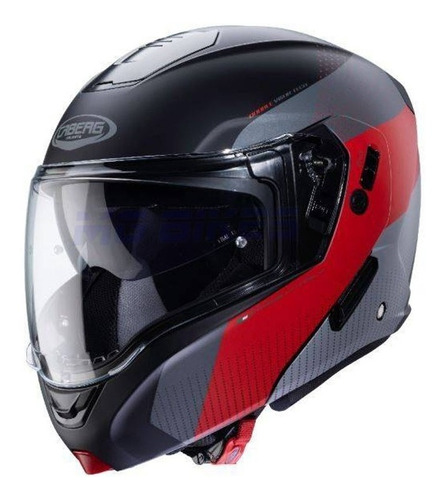 Casco Caberg Horus Rebatible Negro Rojo Mat Pinlock Mg Bikes