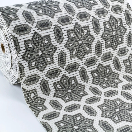 Passadeira Emborrachada Tapete Antiderrapante 5mt X 45cm Comprimento 5 M Cor Cinza E Branco Desenho Do Tecido Estampado Largura 43 Cm