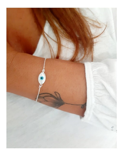 Pulseira Prata Navete Olho Grego