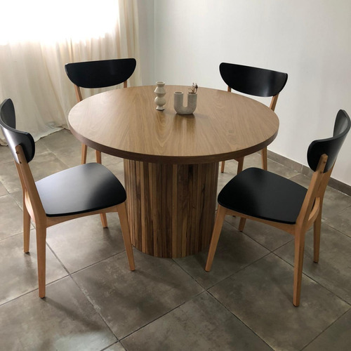 Mesa Comedor Cocina De Petiribí Lustrada 1m Diam.