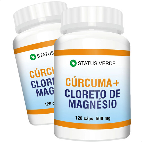 2 Potes Cúrcuma + Cloreto De Magnésio - Kit 240 Cáps 