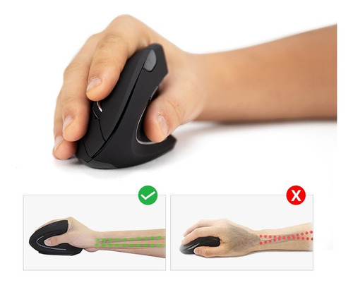 Imagen 3 de 5 de Mouse Óptico Ergonómico Vertical Inalambrico