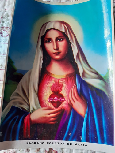 Lamina Sagrado Corazón De María Usada De 26 Por 16 Cms