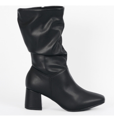 Botas Bucaneras Mujer Caña Alta Arrugadas Taco Cuadrado Bajo