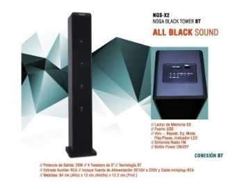 Baffle Potenciado Torre Bluetooth Noga Ngsx2 20w